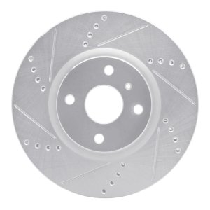 Fiat 124 Spider Brake Rotor (1) - Front Left - R1 Concepts - Drilled & Slotted - Silver - `16-`25